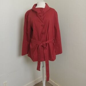 Ulla Popken Red Size 20/22 100% Cotton Medium Weight Car Coat